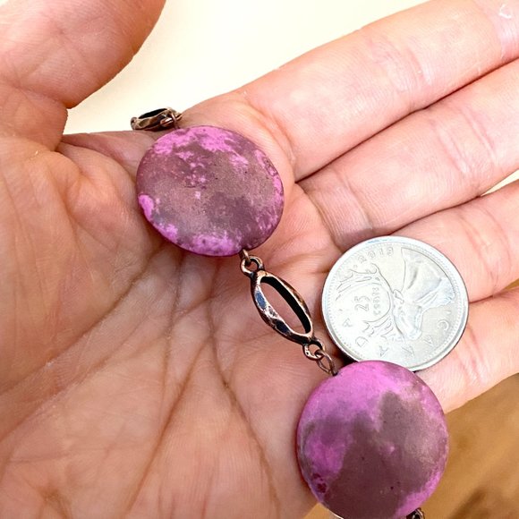 2/$20, Viva Magenta Agate Boho Bracelet, Chunky Bold Statement Copper Chain - Picture 7 of 9